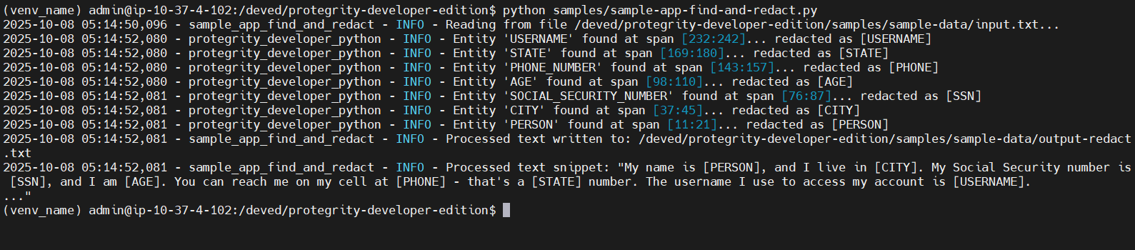 “Sample application output”