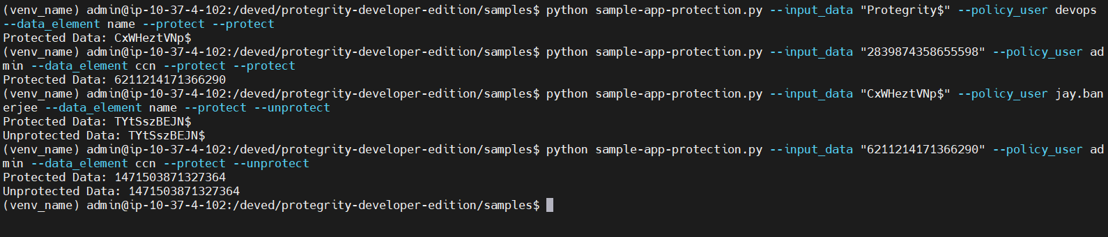 “Sample application output”
