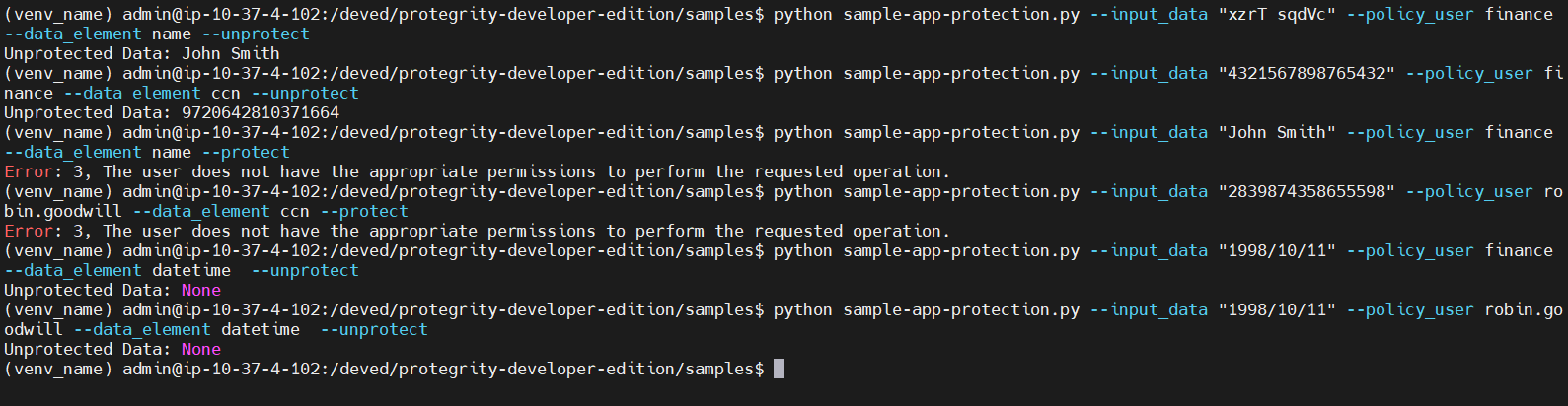 “Sample application output”