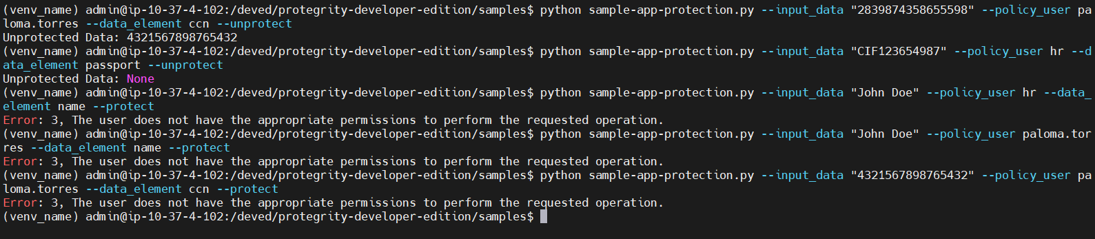“Sample application output”