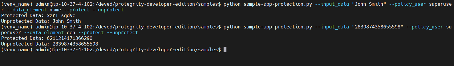 “Sample application output”