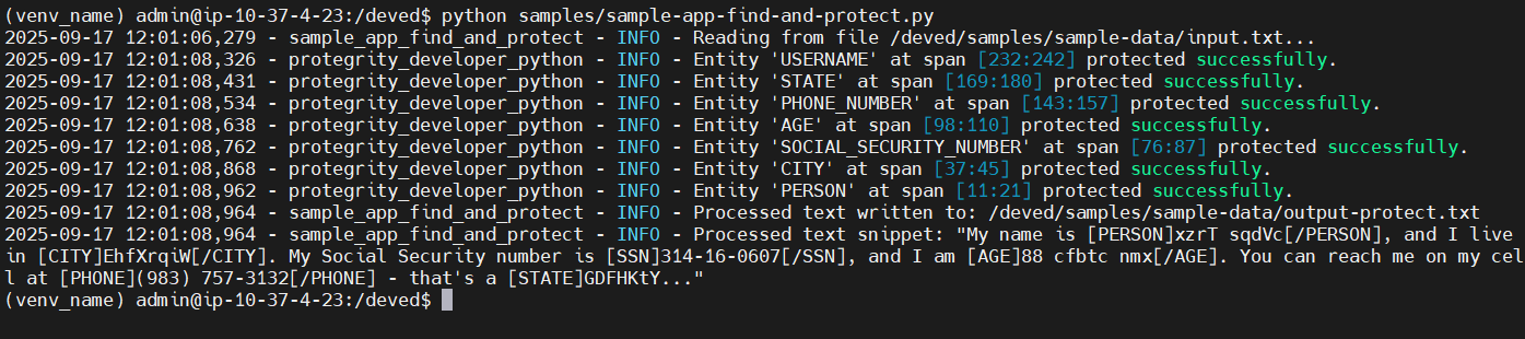 “Sample application output”