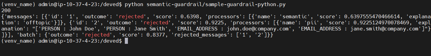 “Sample application output”