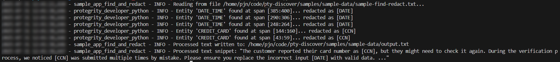 “Sample application output”